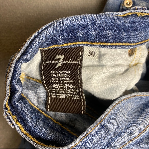 7 For All Mankind Josefina Skinny Boyfriend Jeans Size 30  Blue Distressed - Picture 8 of 10